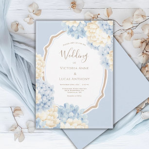 Blue & White Hydrangeas Vintage Wedding Invitation