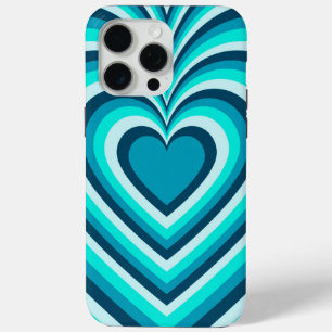 Blue White Hypnotic Heart Love Pattern iPhone 15 Pro Max Case