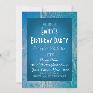 Blue & White Ice Winter Wonderland Birthday Party Invitation