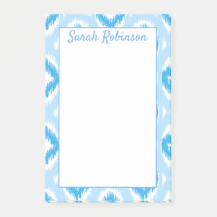Blue & White Ikat Block Print Custom Post-it Notes