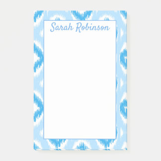 Blue & White Ikat Block Print Custom Post-it Notes