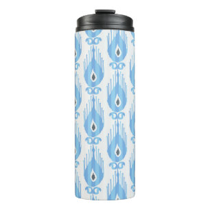 Blue White Ikat Pattern Design Thermal Tumbler
