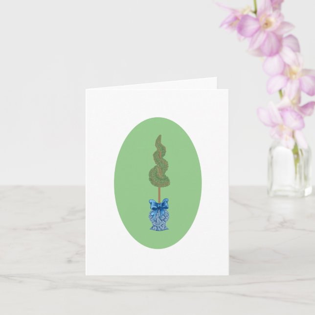 Blue White Jar Ginger Jars Topiary Art  Card (Orchid)