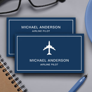 Blue White Jet Aircraft Aeroplane Airline Pilot Business Card