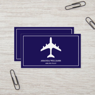 Blue White Jet Aircraft Airline Aeroplane Pilot Business Card