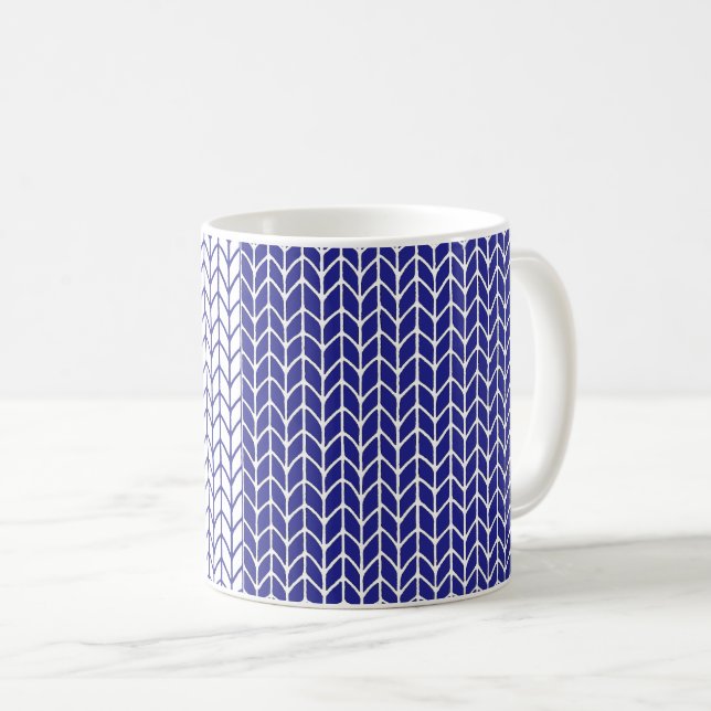 BLUE & WHITE KNIT White Mug (Front Right)