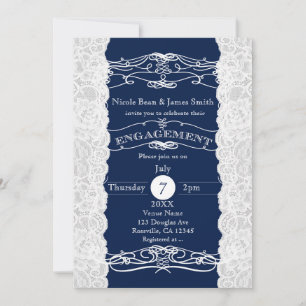 Blue & White Lace Elegant ENGAGEMENT Invitations