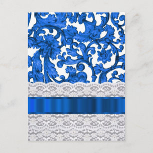 Blue & white lace postcard