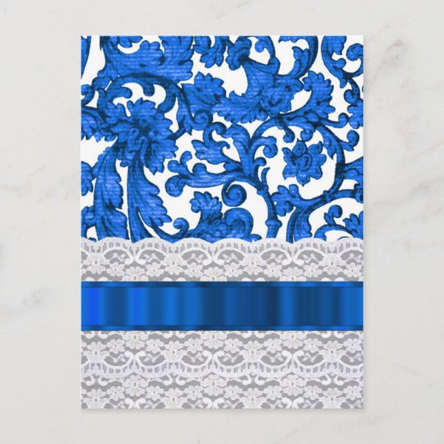 Blue & white lace postcard (Front)