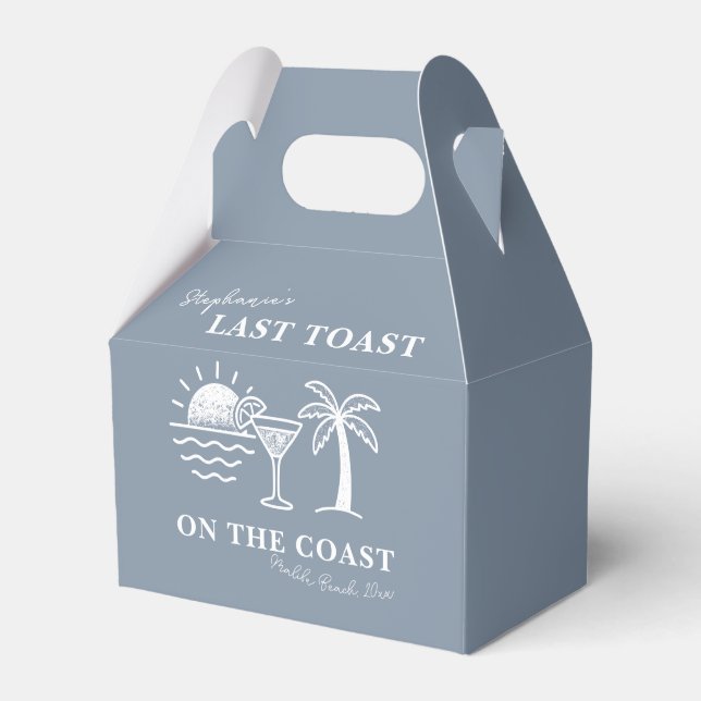 Blue & White Last Toast on the Coast Bachelorette  Favour Box (Front Side)