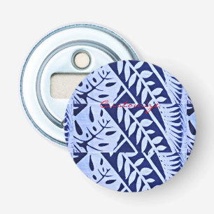 Blue White Leaves Pattern Thunder_Cove Bottle Opener