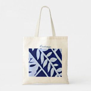 Blue White Leaves Pattern Thunder_Cove Tote Bag