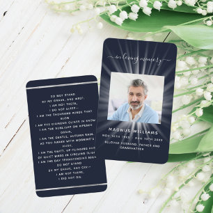 Blue white light photo funeral prayer card
