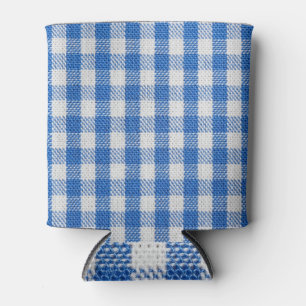 Blue-white lined dining clothes. can cooler