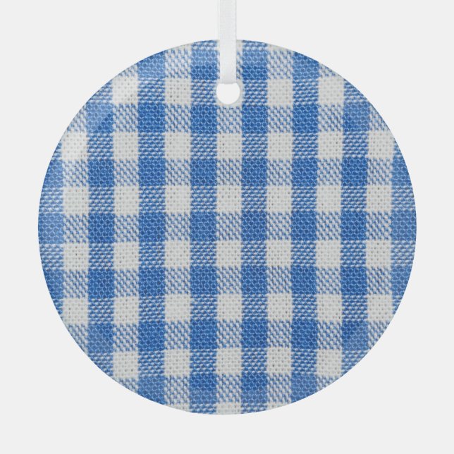 Blue-white lined dining clothes. glass tree decoration (Front)