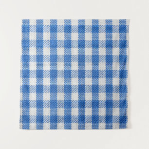 Blue-white lined dining clothes. tapestry