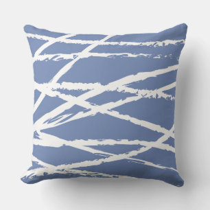 BLUE & WHITE LINES DESIGN Retro Throw Pillow
