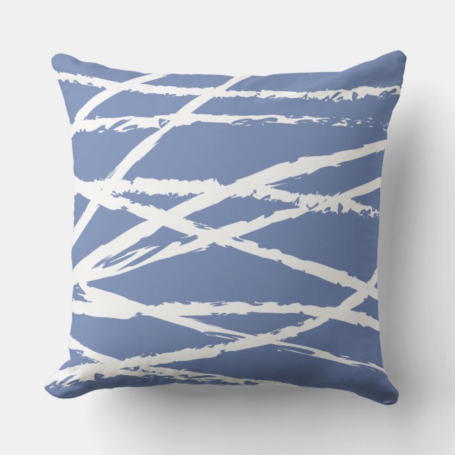 BLUE & WHITE LINES DESIGN Retro Throw Pillow (Front)