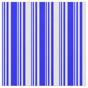 Blue & White Lines Pattern Fabric