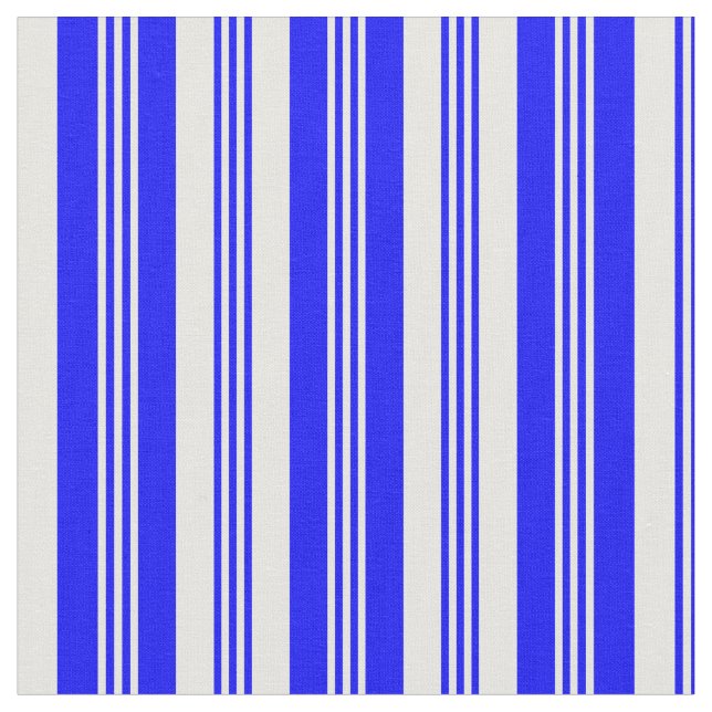 Blue & White Lines/Stripes Pattern Fabric (Close Up)