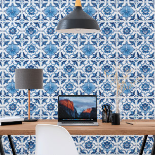 Blue White Littleflorey Delft Tile Wallpaper
