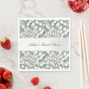 Blue White Lotus Flowers Bridal Shower  Napkin