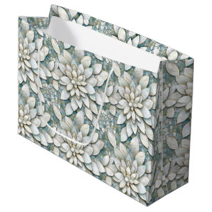 Blue White Lotus Flowers   Large Gift Bag