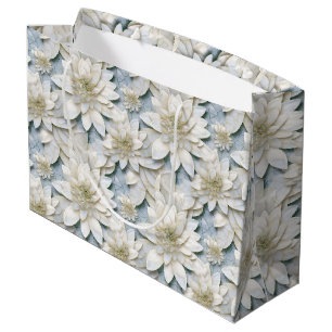 Blue White Lotus Flowers Large Gift Bag