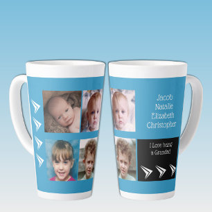 Blue white love being a Grandad with photos Latte Mug