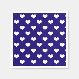 Blue White Love Heart Pattern Design Napkin