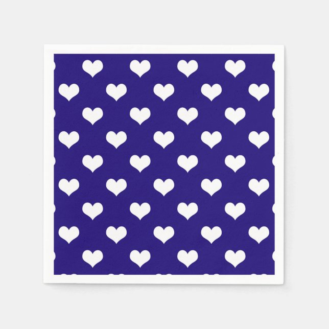 Blue White Love Heart Pattern Design  Napkin (Front)