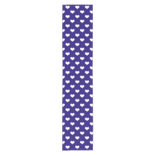 Blue White Love Heart Pattern Design Short Table Runner