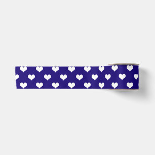 Blue White Lovely Hearts Design Satin Ribbon
