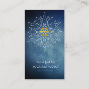 Blue White Mandala Floral Yoga Holistic Art Business Card