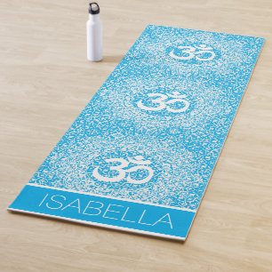 Blue White Mandala Pattern Om Bliss Personalised Yoga Mat