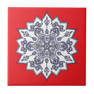 Blue & White mandela Sandstone Coaster