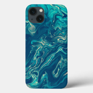 Blue & White Marble Acrylic Abstraction  iPhone 13 Case