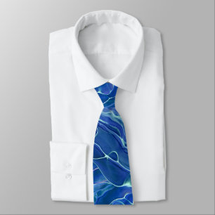 Blue & White Marble Acrylic Abstraction Tie