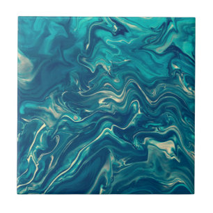 Blue & White Marble Acrylic Abstraction Tile