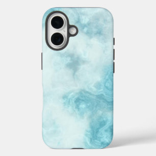 Blue white marble effect (all phones) iPhone 16 case