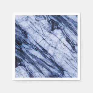 Blue & White Marble Stone Rock Swirl Modern Chic Napkin