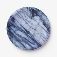 Blue & White Marble Stone Rock Swirl Modern Chic