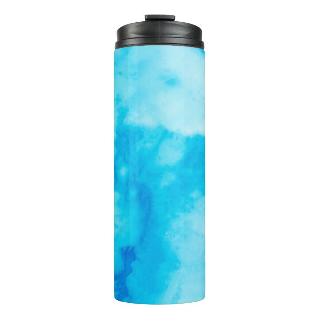 Blue White marble texture with natural patternabst Thermal Tumbler (Front)
