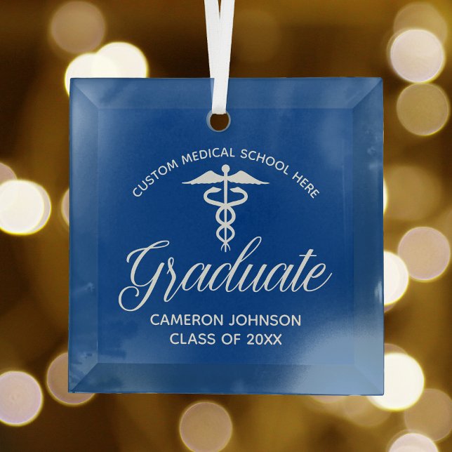 Blue White Medical School Graduation Gift Glass Tree Decoration (Creator Uploaded)