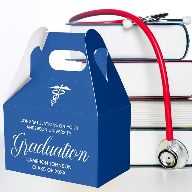 Blue White Medical School Graduation Party Favour Box (Creator Uploaded)