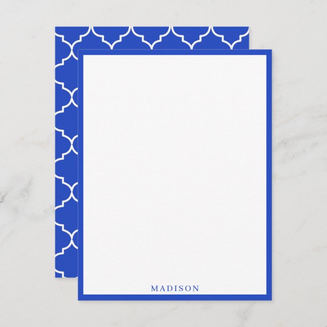 Blue & White Mediterranean Moroccan Pattern Card (Front/Back)