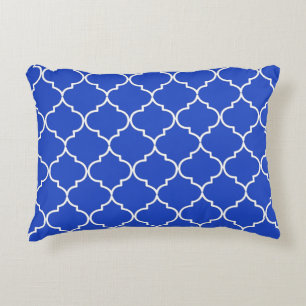 Blue & White Mediterranean Moroccan Pattern Decorative Cushion