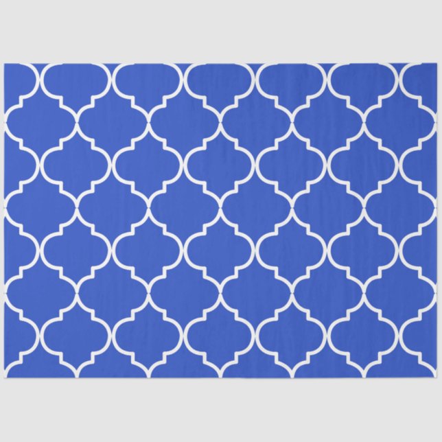 Blue & White Mediterranean Moroccan Pattern  Tissue Paper (Front)