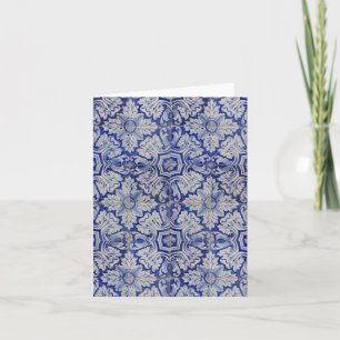 Blue & White Mediterranean Vintage Floral Pattern Card