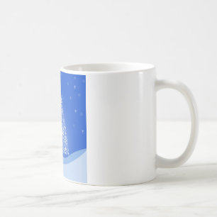 Blue White Merry Christmas Tree Stars Night Light Coffee Mug